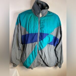 Vintage Vizby Jacket Mens Size XL Gray Green Blue Nylon Windbreaker 90s Macau